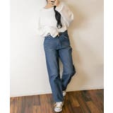 デニムハイライズ デニムストレートパンツ 程よくゆるっとしたルーズシルエット | atONE | 詳細画像34