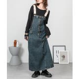 配色ショルダーデニムサロペットスカート | atONE | 詳細画像22 