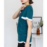 フレアー袖シャーリングカットソー バイカラー レイヤード | atONE | 詳細画像9