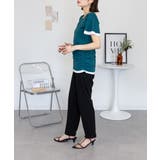 フレアー袖シャーリングカットソー バイカラー レイヤード | atONE | 詳細画像12