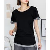 フレアー袖シャーリングカットソー バイカラー レイヤード | atONE | 詳細画像14