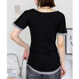 フレアー袖シャーリングカットソー バイカラー レイヤード | atONE | 詳細画像17