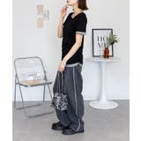 フレアー袖シャーリングカットソー バイカラー レイヤード | atONE | 詳細画像19