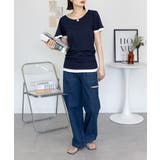 フレアー袖シャーリングカットソー バイカラー レイヤード | atONE | 詳細画像32