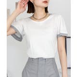 フレアー袖シャーリングカットソー バイカラー レイヤード | atONE | 詳細画像35