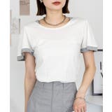 フレアー袖シャーリングカットソー バイカラー レイヤード | atONE | 詳細画像36