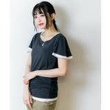 フレアー袖シャーリングカットソー バイカラー レイヤード | atONE | 詳細画像55