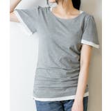 フレアー袖シャーリングカットソー バイカラー レイヤード | atONE | 詳細画像60