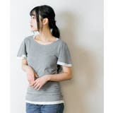 フレアー袖シャーリングカットソー バイカラー レイヤード | atONE | 詳細画像62