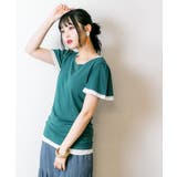 フレアー袖シャーリングカットソー バイカラー レイヤード | atONE | 詳細画像69