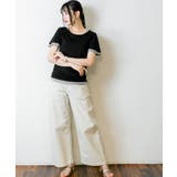 フレアー袖シャーリングカットソー バイカラー レイヤード | atONE | 詳細画像72