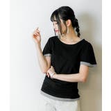 フレアー袖シャーリングカットソー バイカラー レイヤード | atONE | 詳細画像75