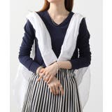 ネイビー | ワッフルVネック長袖Tシャツ ロングスリーブカットソー ロンt | atONE