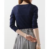 Uネック8分袖コットンフライスTシャツ 半端袖 カットソー | atONE | 詳細画像9