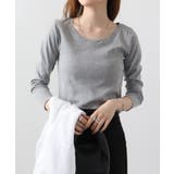 杢グレー | Uネック8分袖コットンフライスTシャツ 半端袖 カットソー | atONE