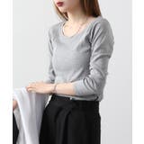 Uネック8分袖コットンフライスTシャツ 半端袖 カットソー | atONE | 詳細画像11