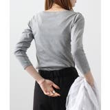 Uネック8分袖コットンフライスTシャツ 半端袖 カットソー | atONE | 詳細画像13