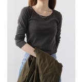Uネック8分袖コットンフライスTシャツ 半端袖 カットソー | atONE | 詳細画像21