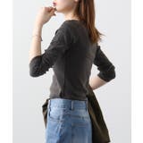 Uネック8分袖コットンフライスTシャツ 半端袖 カットソー | atONE | 詳細画像22