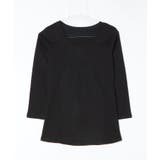 Uネック8分袖コットンフライスTシャツ 半端袖 カットソー | atONE | 詳細画像31