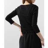 Uネック8分袖コットンフライスTシャツ 半端袖 カットソー | atONE | 詳細画像3