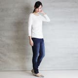 Uネック8分袖コットンフライスTシャツ 半端袖 カットソー | atONE | 詳細画像39