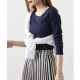 Uネック8分袖コットンフライスTシャツ 半端袖 カットソー | atONE | 詳細画像6