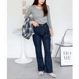 Uネック8分袖コットンフライスTシャツ 半端袖 カットソー | atONE | 詳細画像74