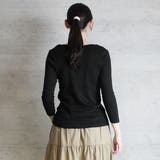 Vネック8分袖コットンフライスTシャツ 半端袖 カットソー | atONE | 詳細画像17
