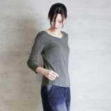 Vネック8分袖コットンフライスTシャツ 半端袖 カットソー | atONE | 詳細画像19