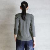 Vネック8分袖コットンフライスTシャツ 半端袖 カットソー | atONE | 詳細画像20