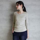 Vネック8分袖コットンフライスTシャツ 半端袖 カットソー | atONE | 詳細画像21