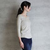 Vネック8分袖コットンフライスTシャツ 半端袖 カットソー | atONE | 詳細画像22