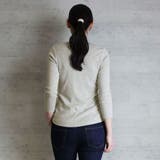 Vネック8分袖コットンフライスTシャツ 半端袖 カットソー | atONE | 詳細画像23