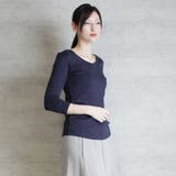 Vネック8分袖コットンフライスTシャツ 半端袖 カットソー | atONE | 詳細画像25