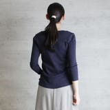 Vネック8分袖コットンフライスTシャツ 半端袖 カットソー | atONE | 詳細画像26