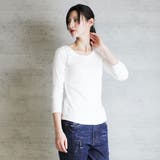 Vネック8分袖コットンフライスTシャツ 半端袖 カットソー | atONE | 詳細画像28