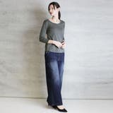 Vネック8分袖コットンフライスTシャツ 半端袖 カットソー | atONE | 詳細画像34