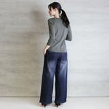 Vネック8分袖コットンフライスTシャツ 半端袖 カットソー | atONE | 詳細画像35