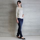 Vネック8分袖コットンフライスTシャツ 半端袖 カットソー | atONE | 詳細画像37