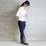 Vネック8分袖コットンフライスTシャツ 半端袖 カットソー | atONE | 詳細画像43