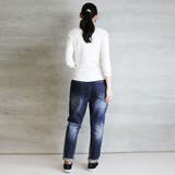 Vネック8分袖コットンフライスTシャツ 半端袖 カットソー | atONE | 詳細画像44