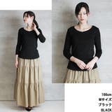 Vネック8分袖コットンフライスTシャツ 半端袖 カットソー | atONE | 詳細画像6