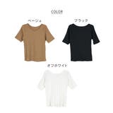 Vネック5分袖コットンリブTシャツ 無地 カジュアル | atONE | 詳細画像26 