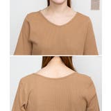 Vネック5分袖コットンリブTシャツ 無地 カジュアル | atONE | 詳細画像28 