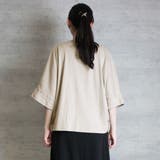 前ギャザーVネック6分袖Tシャツ | atONE | 詳細画像19