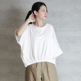 前ギャザーVネック6分袖Tシャツ | atONE | 詳細画像20