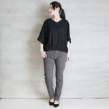 前ギャザーVネック6分袖Tシャツ | atONE | 詳細画像23