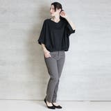 前ギャザーVネック6分袖Tシャツ | atONE | 詳細画像24