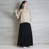 前ギャザーVネック6分袖Tシャツ | atONE | 詳細画像26